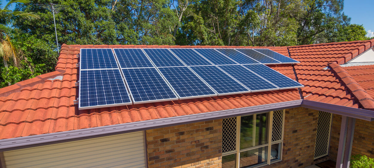 Solar panels on residential roof