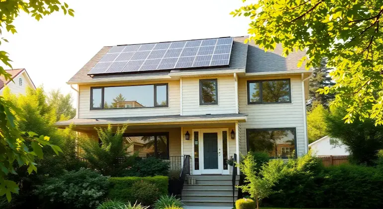 Modern house with solar panels